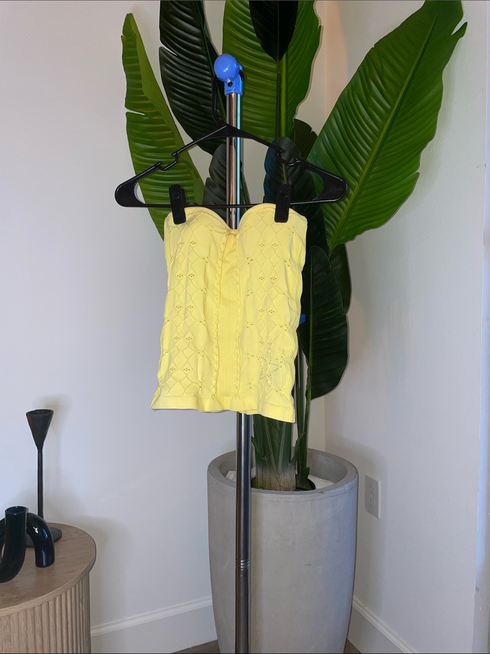 Strapless Yellow Eyelet Camisole Top - Women
